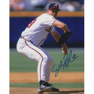 John Rocker Signed Atlanta Braves White Jersey Pitching Action 8x10 Photo