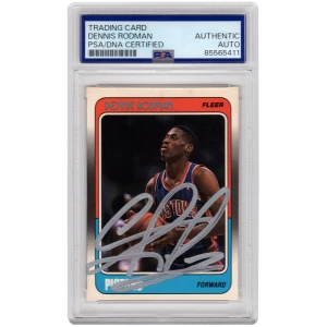 Dennis Rodman Signed Detroit Pistons 1988 Fleer Rookie Basketball Card #43 - (PSA/DNA Encapsulated)