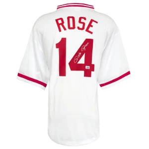 Pete Rose Signed White Throwback 'Hit King' Custom Baseball Jersey