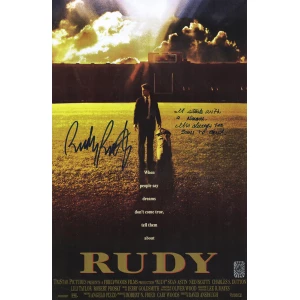 Rudy Ruettiger Signed 'Rudy' 11x17 Movie Poster w/It Starts With A Dream