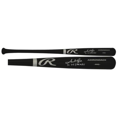Addison Russell Signed Rawlings Pro Black Baseball Bat w/2016 WS Champs