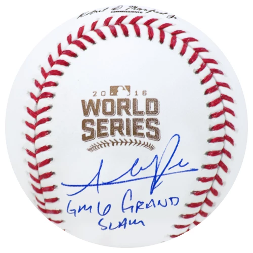 Addison Russell Signed Rawlings 2016 World Series Baseball w/GM 6 Grand Slam