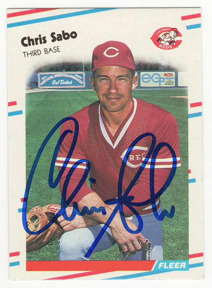 Chris Sabo Signed Cincinnati Reds 1988 Fleer Update Rookie Baseball Trading Card #U-87