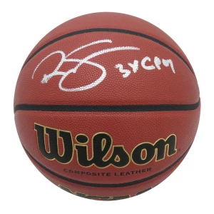 Ralph Sampson Signed Wilson NCAA Basketball w/3x C'POY