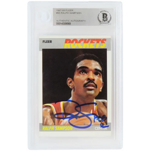 Ralph Sampson Signed Houston Rockets 1987 Fleer Basketball Card #95 w/HOF'12 - (Beckett Encapsulated)