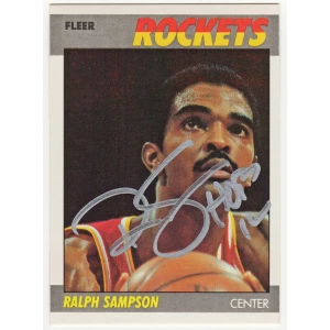 Ralph Sampson Signed Houston Rockets 1987 Fleer Basketball Trading Card #95 w/HOF'12
