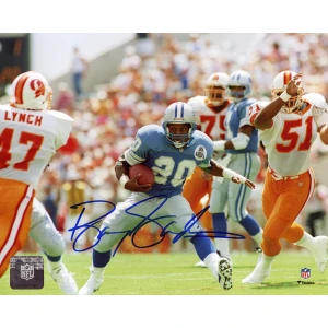 Barry Sanders Signed Detroit Lions vs Bucs Action 8x10 Photo (In Blue)