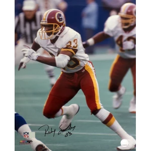 Ricky Sanders Signed Washington Football Team White Jersey Action 16x20 Photo