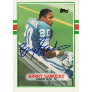 Barry Sanders Signed Detroit Lions 1989 Topps Football Rookie Trading Card #83T