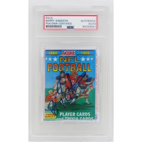 Barry Sanders Signed 1989 Score Football Trading Cards Un-Opened Pack (PSA Encapsulated)