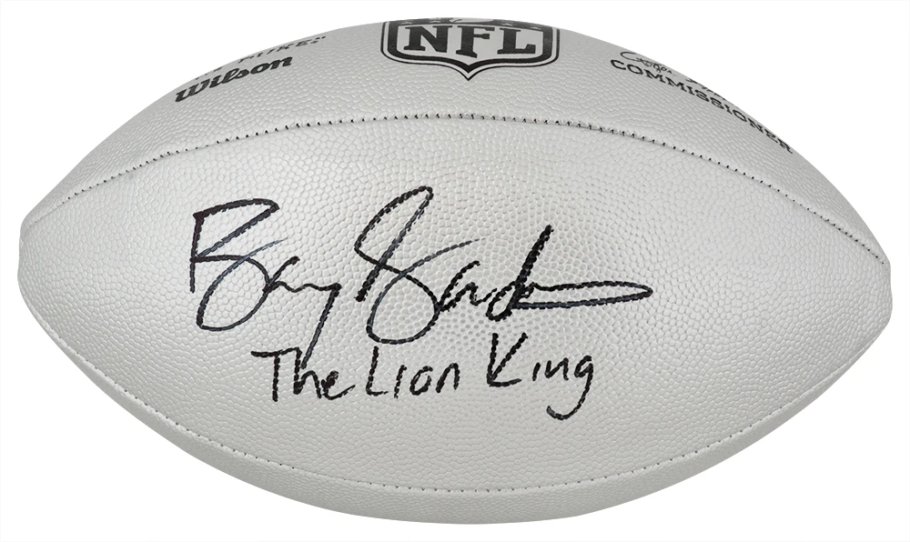 Barry Sanders Signed Wilson Duke Silver Metallic NFL Full Size Replica Football w/The Lion King