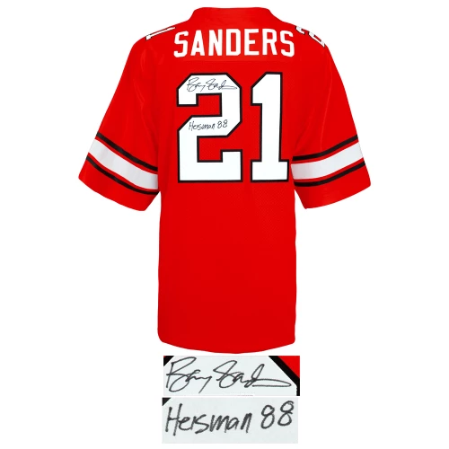 Barry Sanders Signed Oklahoma State Cowboys Throwback Orange The Retro Brand Football Jersey w/Heisman'88 - Image 2
