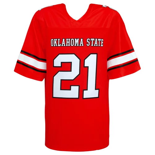 Barry Sanders Signed Oklahoma State Cowboys Throwback Orange The Retro Brand Football Jersey w/Heisman'88 - Image 3