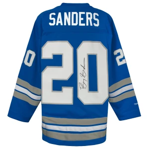 Barry Sanders Signed Detroit Lions Blue Maxxed Out Fashion M&N Hockey Jersey