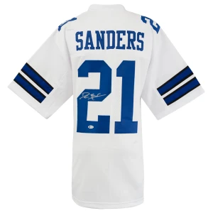 Deion Sanders Signed White Custom Football Jersey (Beckett)