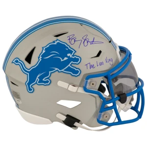 Barry Sanders Signed Detroit Lions Riddell Mid-Size SpeedFlex Helmet w/The Lion King