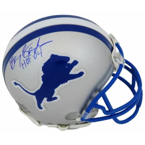 Barry Sanders Signed Detroit Lions Riddell Throwback Mini Helmet w/HOF 04