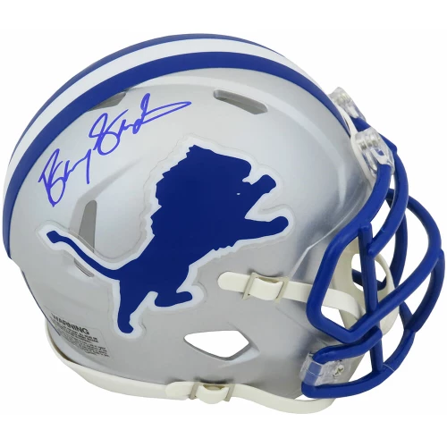 Barry Sanders Signed Detroit Lions Throwback Riddell Speed Mini Helmet
