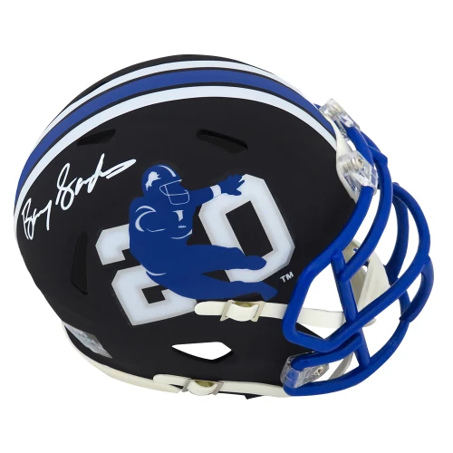 Barry Sanders Signed Detroit Lions Barry Sanders Logo Black Riddell Speed Mini Helmet