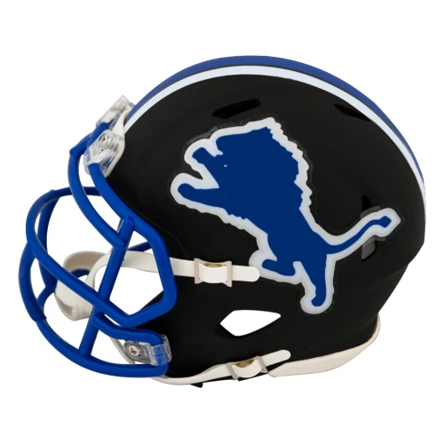 Barry Sanders Signed Detroit Lions Barry Sanders Logo Black Riddell Speed Mini Helmet - Image 2