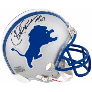 Charlie Sanders Signed Detroit Lions Throwback Riddell (VSR4) Mini Helmet w/HOF'07