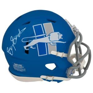 Barry Sanders Signed Detroit Lions 2023 Alternate Blue Riddell Speed Mini Helmet