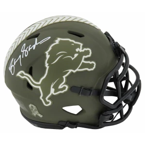 Barry Sanders Signed Detroit Lions Salute to Service Riddell Speed Mini Helmet
