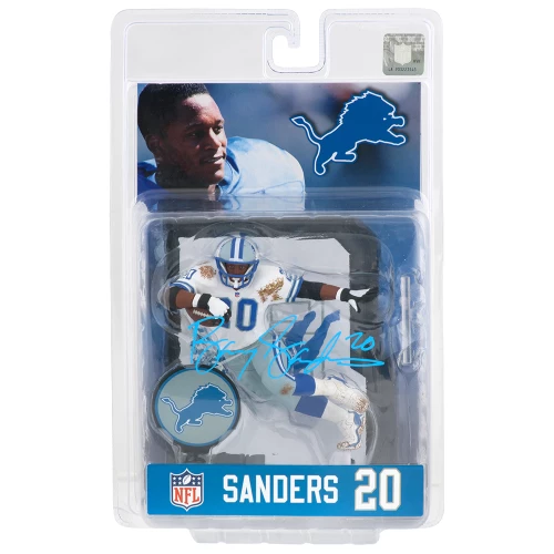 Barry Sanders Signed Detroit Lions White Jersey McFarlane Toys Figurine