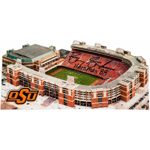 Barry Sanders Signed Oklahoma State Cowboys Boone Pickens Stadium 13-Inch Layered Wood Replica Stadium w/Heisman'88