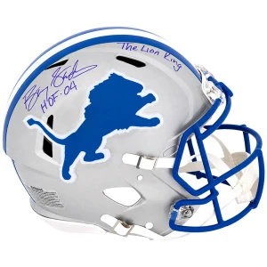 Barry Sanders Signed Detroit Lions Throwback Riddell Authentic ProLine Speed Helmet w/HOF'04, The Lion King