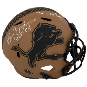 Barry Sanders Signed Detroit Lions SALUTE 2023 Riddell Full Size Speed Replica Helmet w/HOF'04, The Lion King