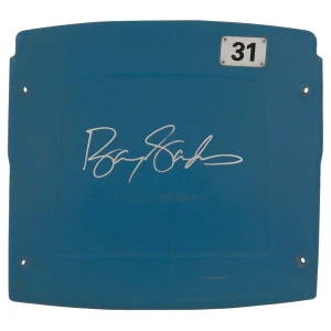 Barry Sanders Signed Detroit Silverdome Stadium Blue Seatback - (In Silver)