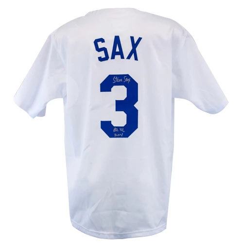 Steve Sax Signed White Custom Baseball Jersey w/82 NL ROY