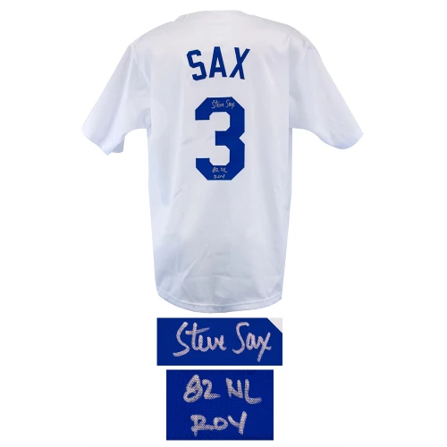 Steve Sax Signed White Custom Baseball Jersey w/82 NL ROY - Image 2