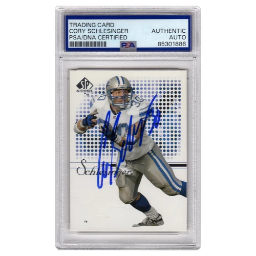 Cory Schlesinger Signed Detroit Lions 2002 SP Authentic Football Trading Card #84 - (PSA Encapsulated)