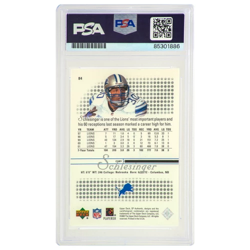 Cory Schlesinger Signed Detroit Lions 2002 SP Authentic Football Trading Card #84 - (PSA Encapsulated) - Image 2