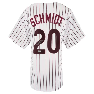 Mike Schmidt Signed White Pinstripe Throwback Custom Baseball Jersey - (Beckett)