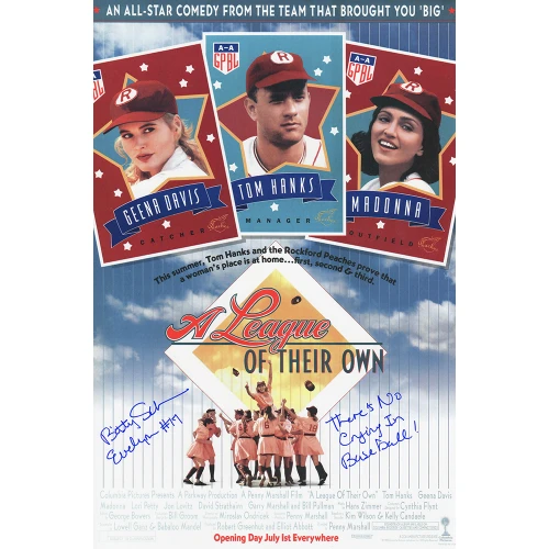 Bitty Schram Signed A League Of Their Own 11×17 Movie Poster w/Evelyn, There's No Crying In Baseball
