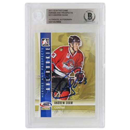 Andrew Shaw Signed Rockford Ice Hogs  2011-12 In The Game Heroes & Prospects AHL Rookie #212 - (Beckett Encapsulated)