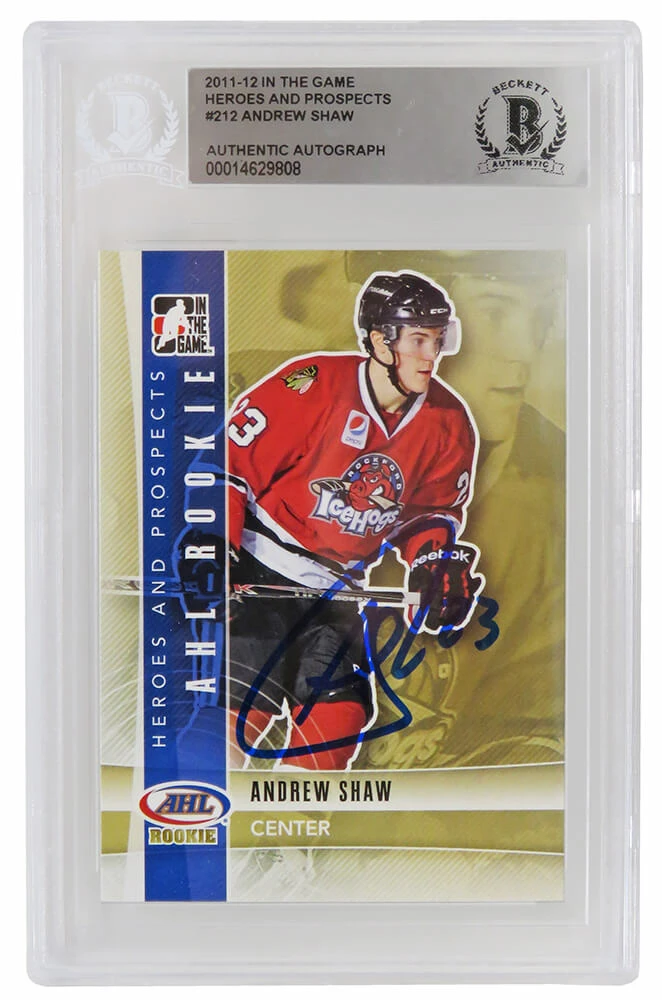 Andrew Shaw Signed Rockford Ice Hogs  2011-12 In The Game Heroes & Prospects AHL Rookie #212 - (Beckett Encapsulated)