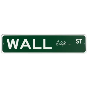Charlie Sheen Signed Wall Street 4x18 Green Aluminum Street Sign