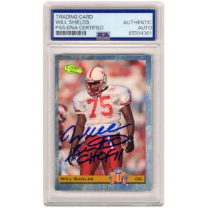 Will Shields Signed 1993 Classic Rookie Football Trading Card #13 w/CHOF'11 - (PSA Encapsulated)
