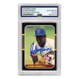 Ruben Sierra Signed Texas Rangers 1987 Donruss Rookie Baseball Trading Card #346 - (PSA/DNA Encapsulated)