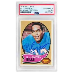 O.J. Simpson Signed Buffalo Bills 1970 Topps Rookie Football Card #90 (PSA/DNA Encapsulated)