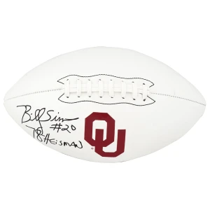 Billy Sims Signed Oklahoma Sooners Logo Brand White Logo Football w/78 Heisman