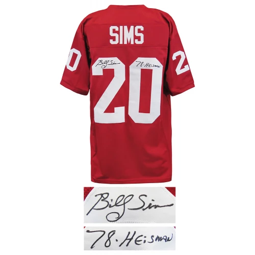 Billy Sims Signed Maroon T/B Custom Football Jersey w/78 Heisman - Image 2