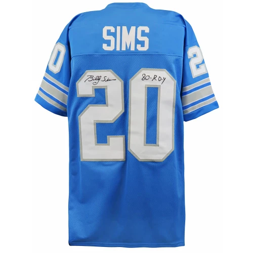 Billy Sims Signed Blue Custom Football Jersey w/80 ROY