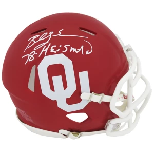 Billy Sims Signed Oklahoma Sooners Riddell Speed Mini Helmet w/78 Heisman (White Ink)