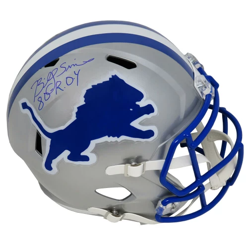 Billy Sims Signed Detroit Lions Throwback Riddell Full Size Speed Replica Helmet w/80 ROY