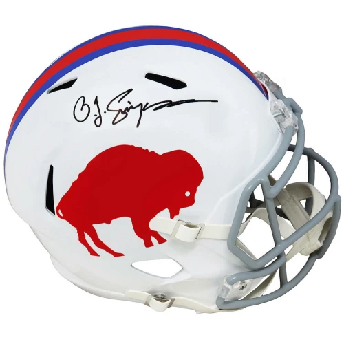 O.J. Simpson Signed Buffalo Bills Throwback White Riddell Full Size Speed Replica Helmet